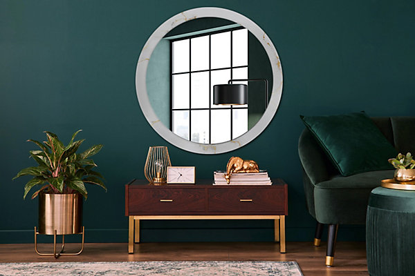 Miroir Circulaire avec Cadre Imprimé Décoratif Tulup 100 cm - 86 cm Marbre Blanc