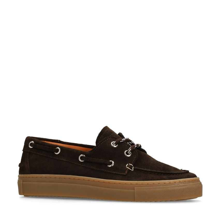 Manfield Bruine suède bootschoenen