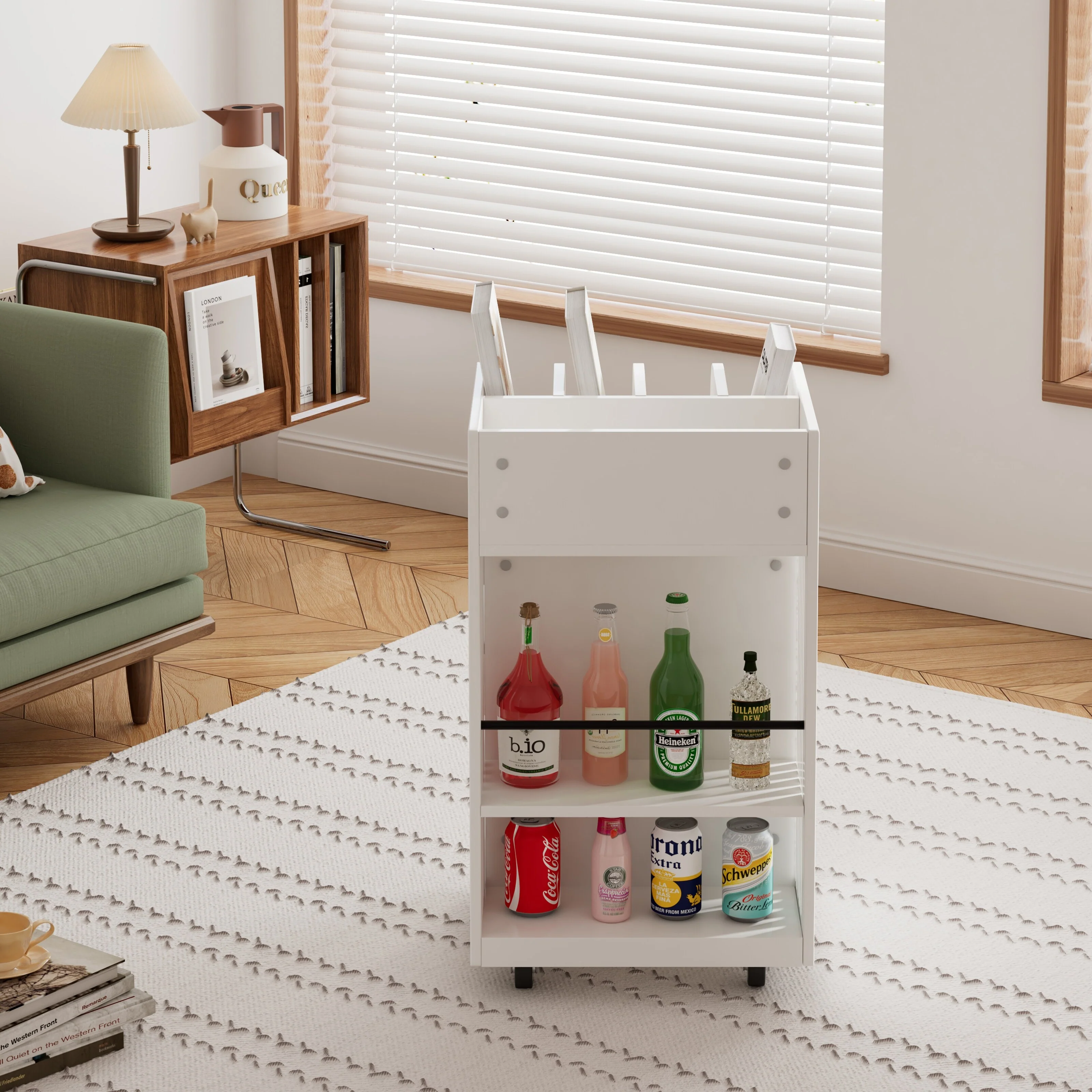 4 Tier Kitchen Island Cart With Spice Rack & Locking Casters(no include stool)