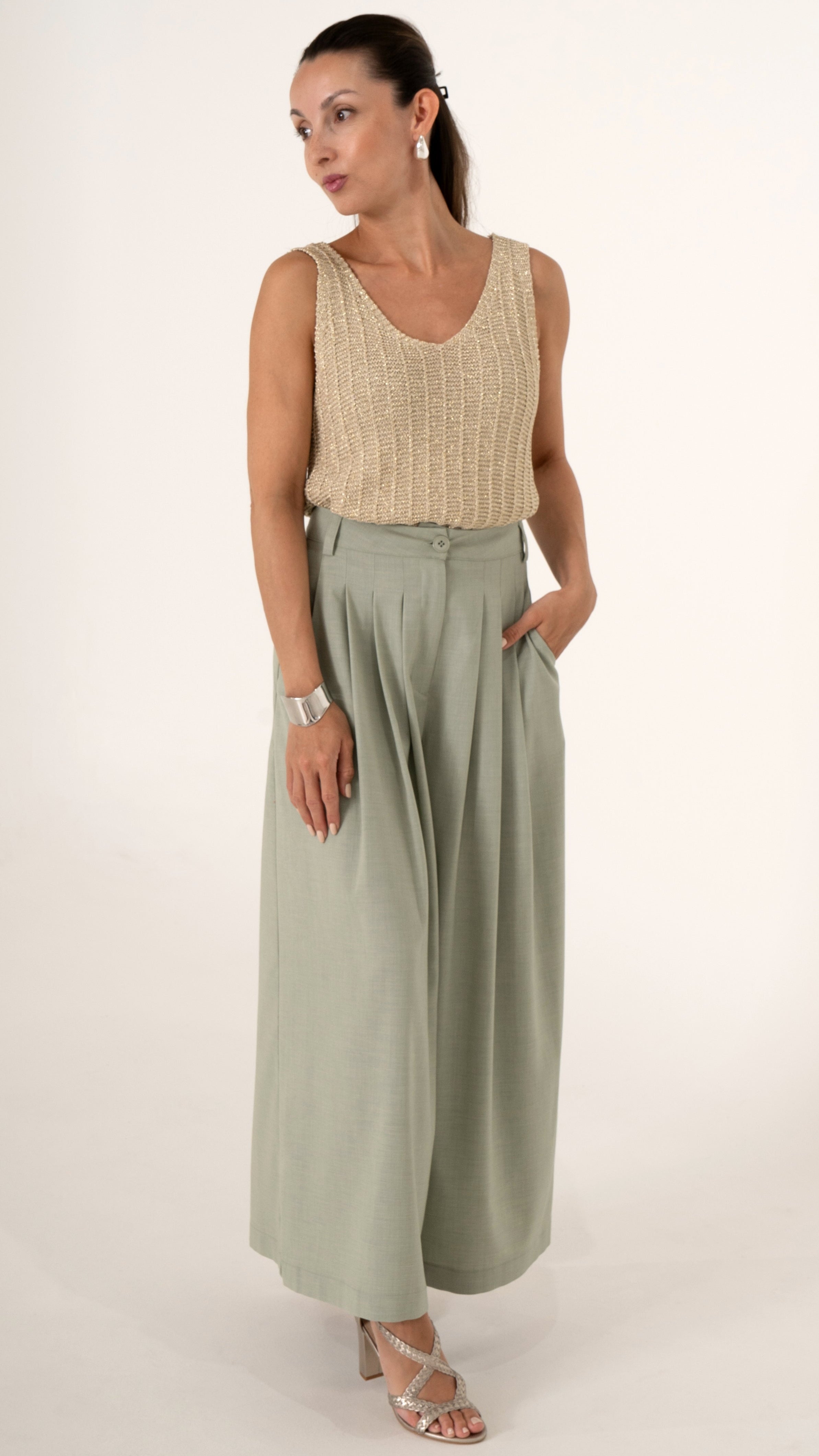 LUREX STRICKTOP MIT V-AUSSCHNITT