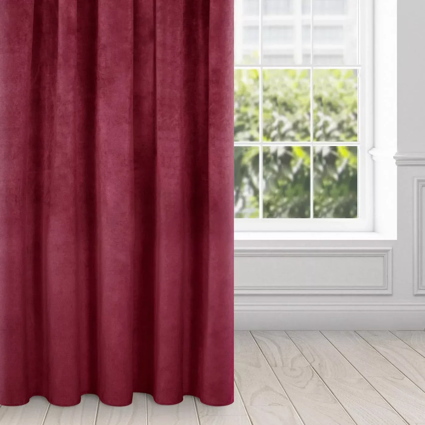 Zasłona bordowa z ekskluzywnego aksamitnego welwetu 290 g/m2 140x270 cm taśma - VILLA