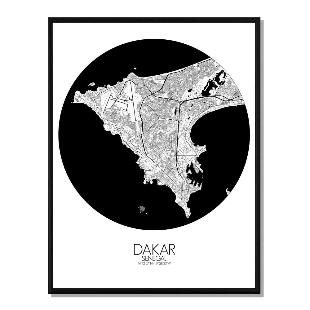 - Affiche Dakar Carte ronde 40x50