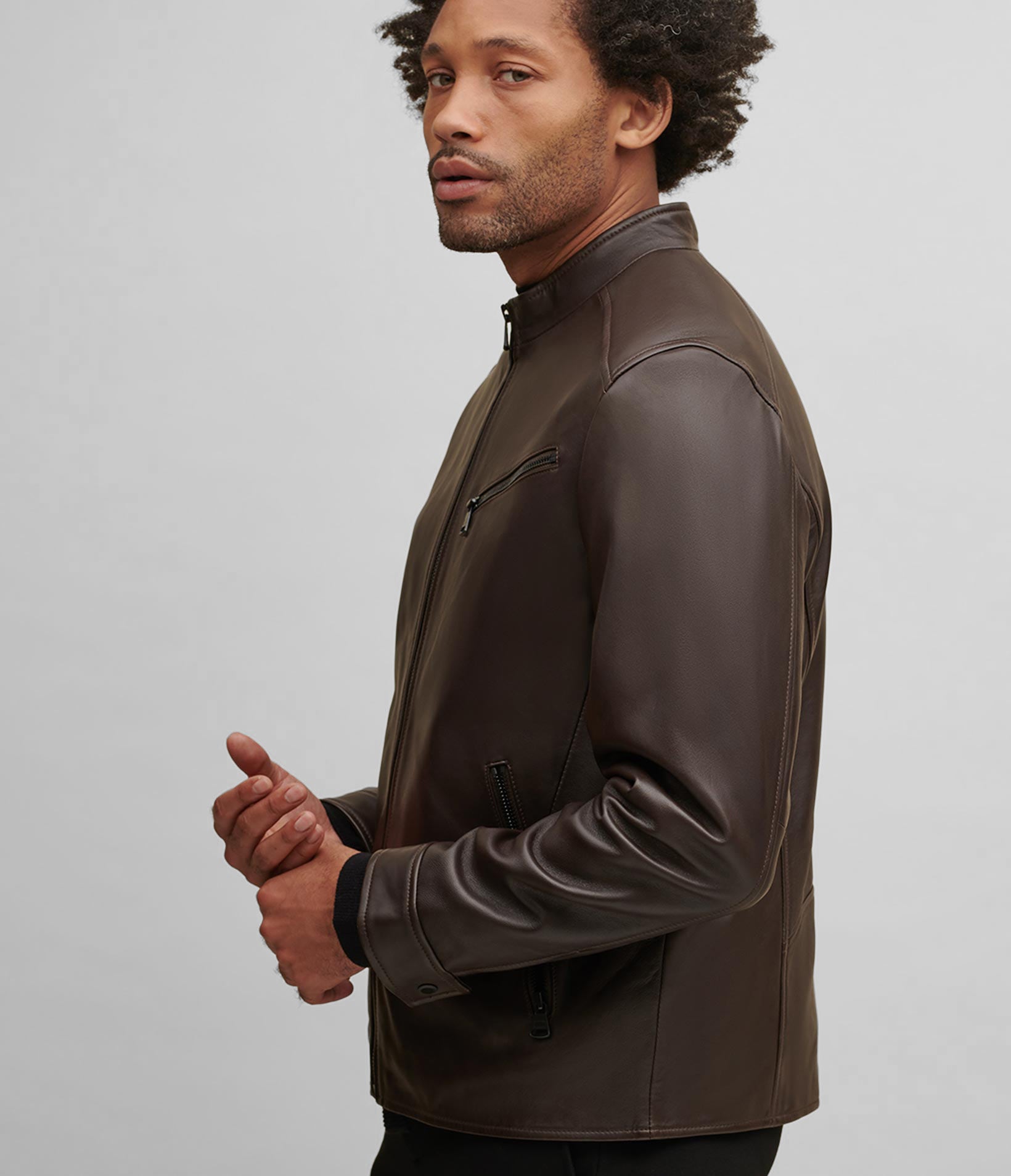 Leather Jacket With Zipper Pockets