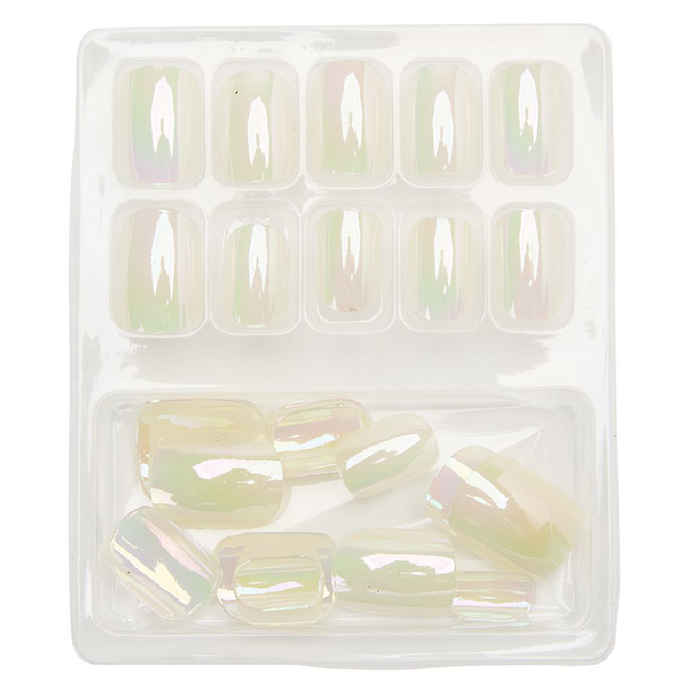 Kit de faux ongles en acrylique blanc effet miroir
