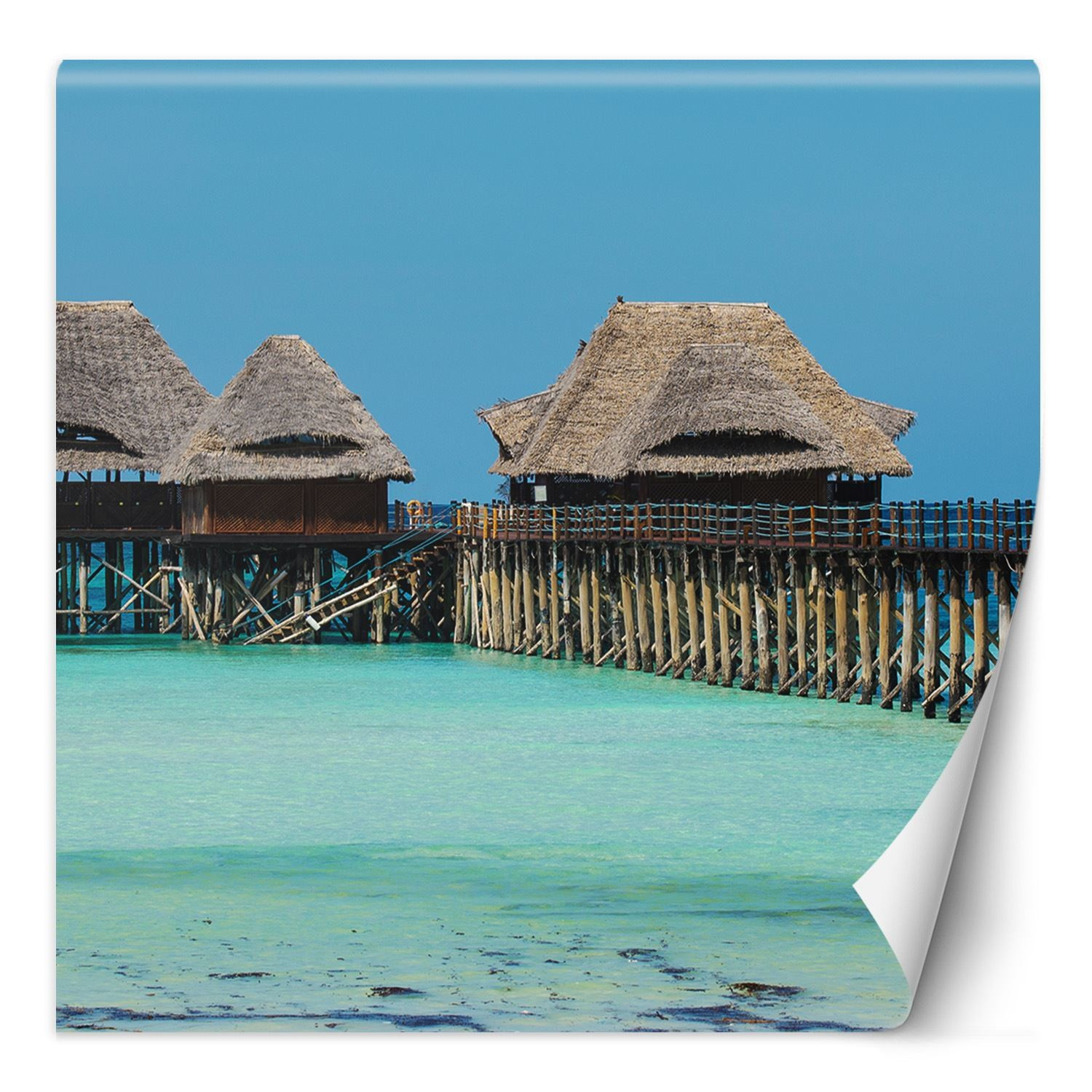 Feeby Fototapeta, Bungalowy tropikalna plaża 100x100