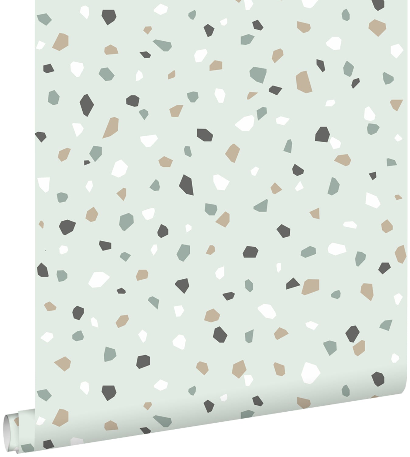 ESTAhome behang terrazzo mintgroen, wit en grijs - 53 cm x 10.05 m - 139036