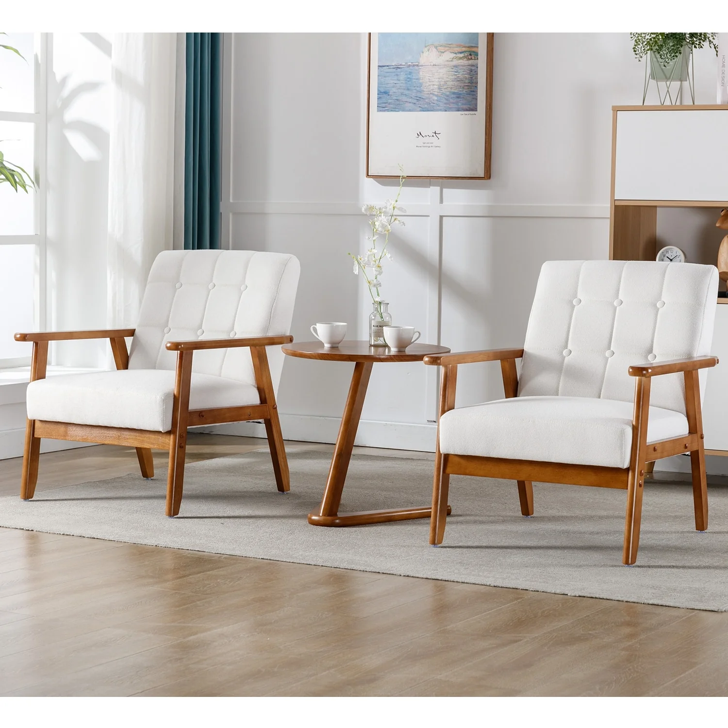 Mid Century Modern Armchair with Wood Frame,Reading Chair,Accent Chair for Living Room Bedroom