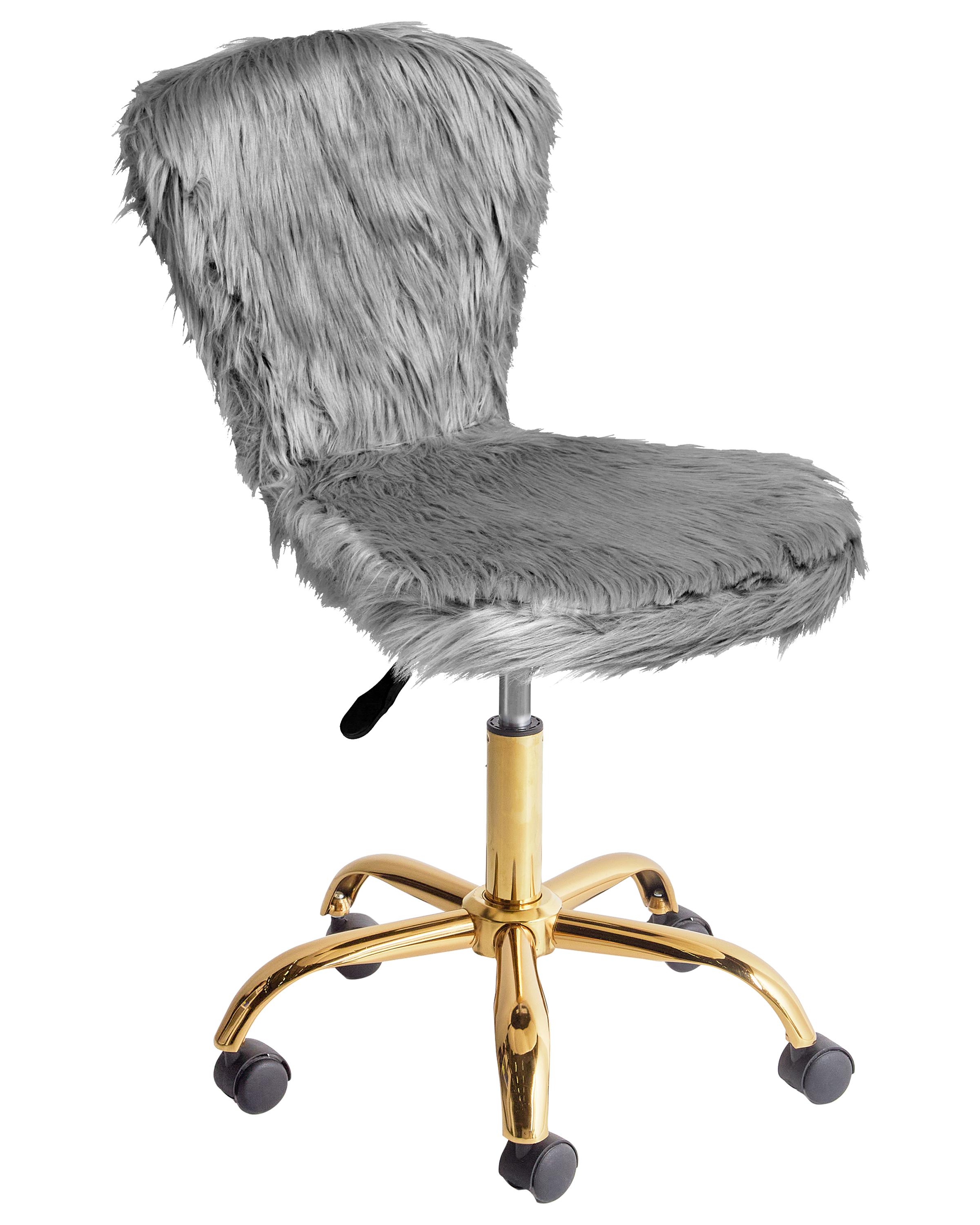Desk Chair MARGATE Faux Fur Grey