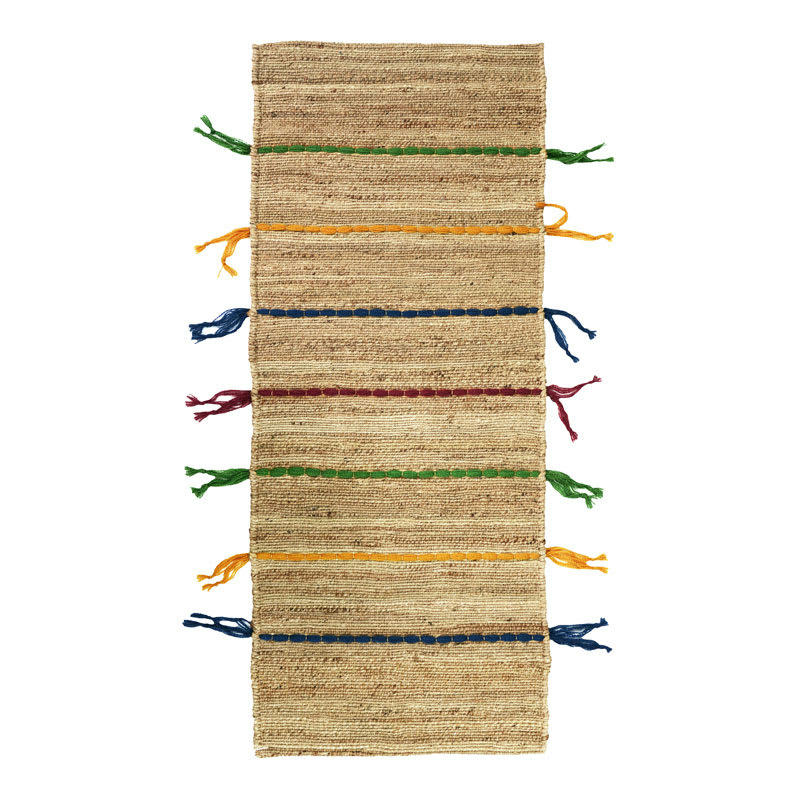 COLOR - Tapis en jute avec tresses en laine multicolores 50x150