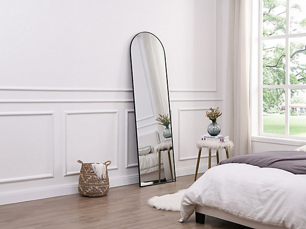 Grand miroir arche à poser en métal - L. 50 x H. 170 cm - Noir - MAILEN