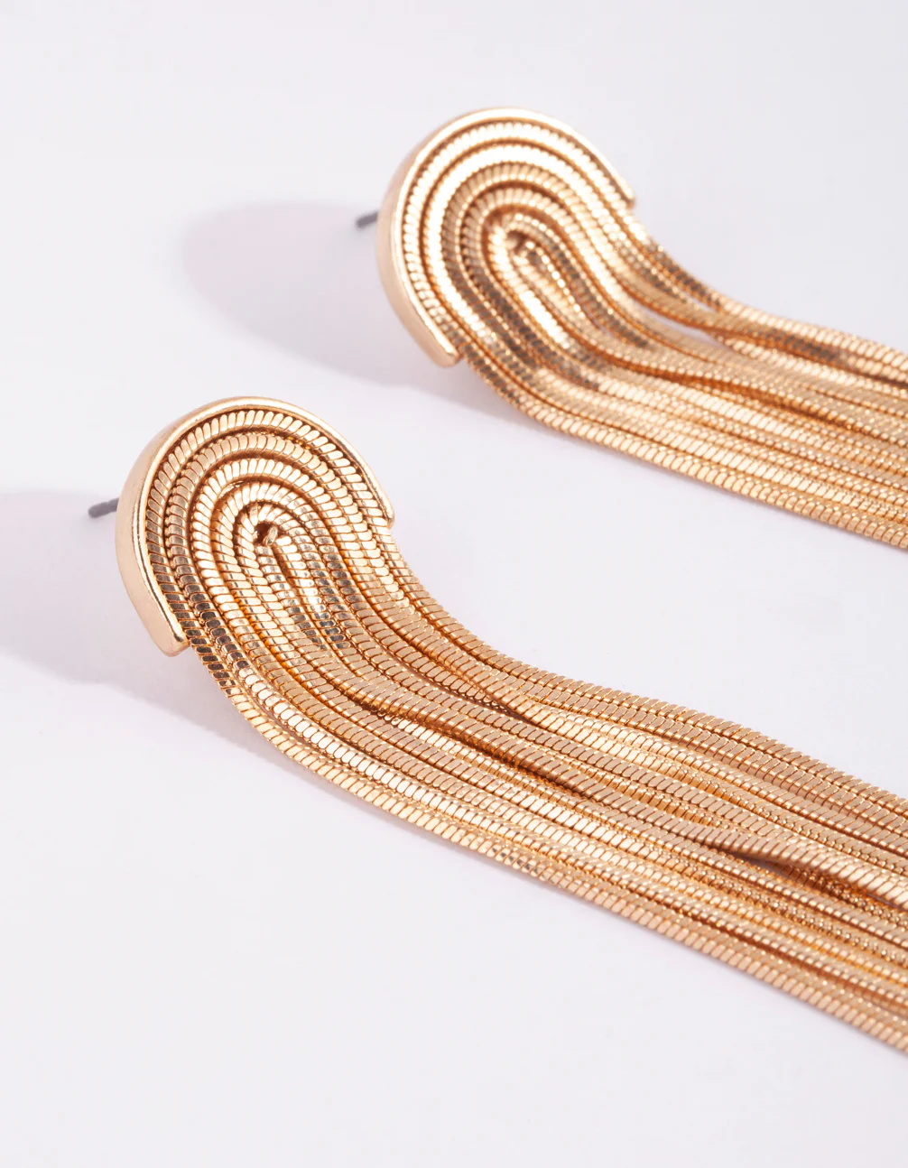 Gold Waterfall Cup Chain Earrings