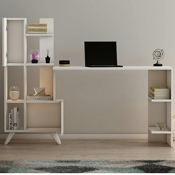 Bureau ado blanc avec rangement - style moderne MARFA