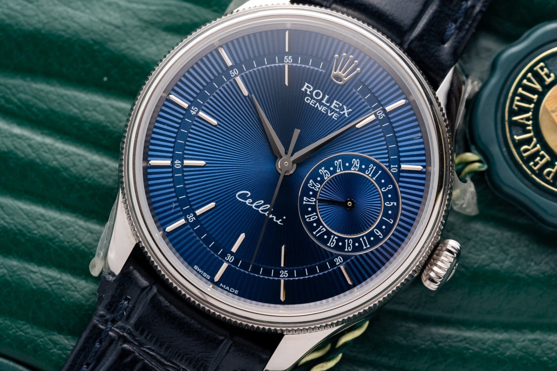 Rolex Cellini 50519 316L Steel Blue Dial 39mm Leather AAA Replica