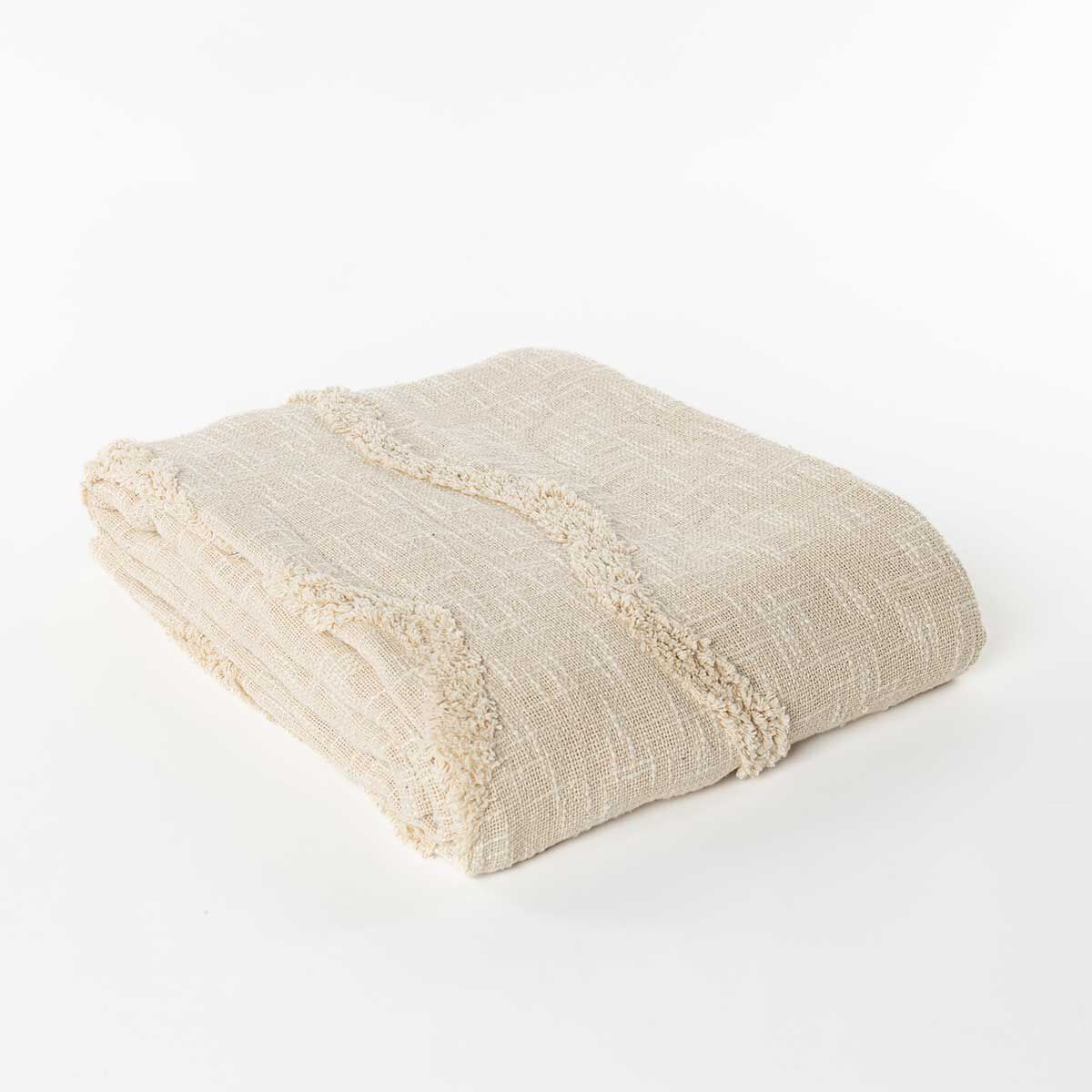 Colcha bege em algodão 220x240cm