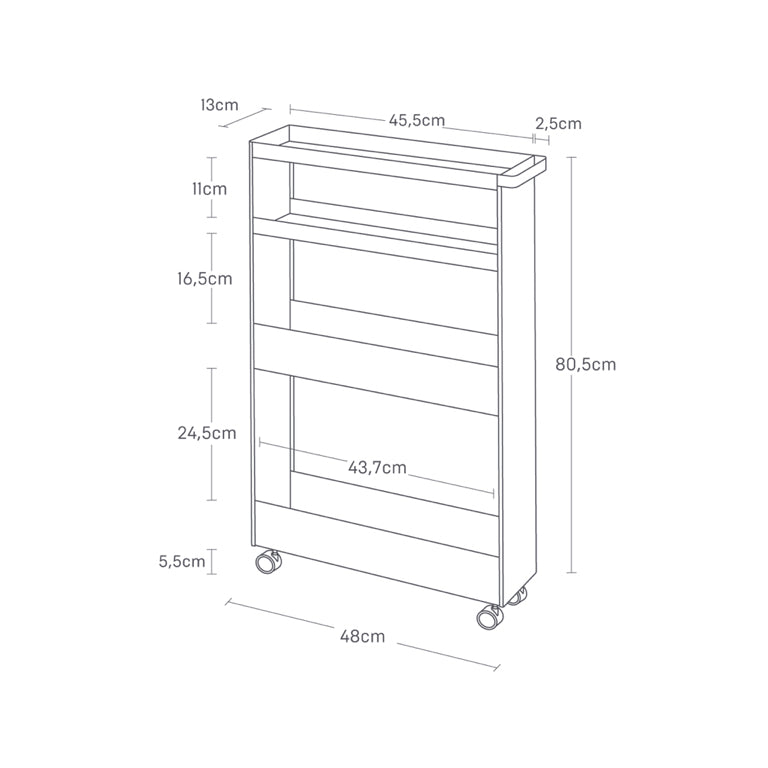 Yamazaki Keukentrolley 4 niveaus - Tower - Zwart