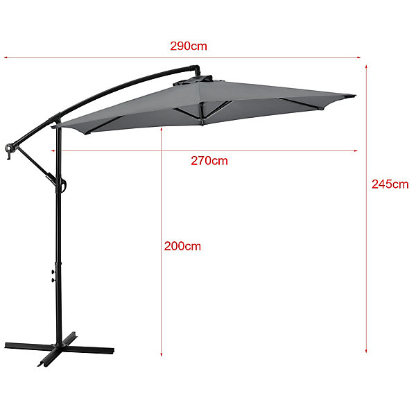 Parasol deporte hexagonal avec manivelle inclinable gris Helloshop26