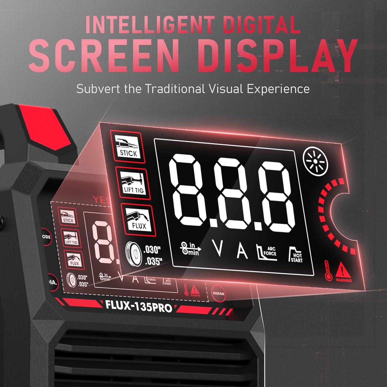 YESWELDER 135A MIG Welder, 110V Flux Core MIG/Lift TIG/Stick 3-in-1 Large LED Digital Display Welding Machine IGBT Inverter Welder