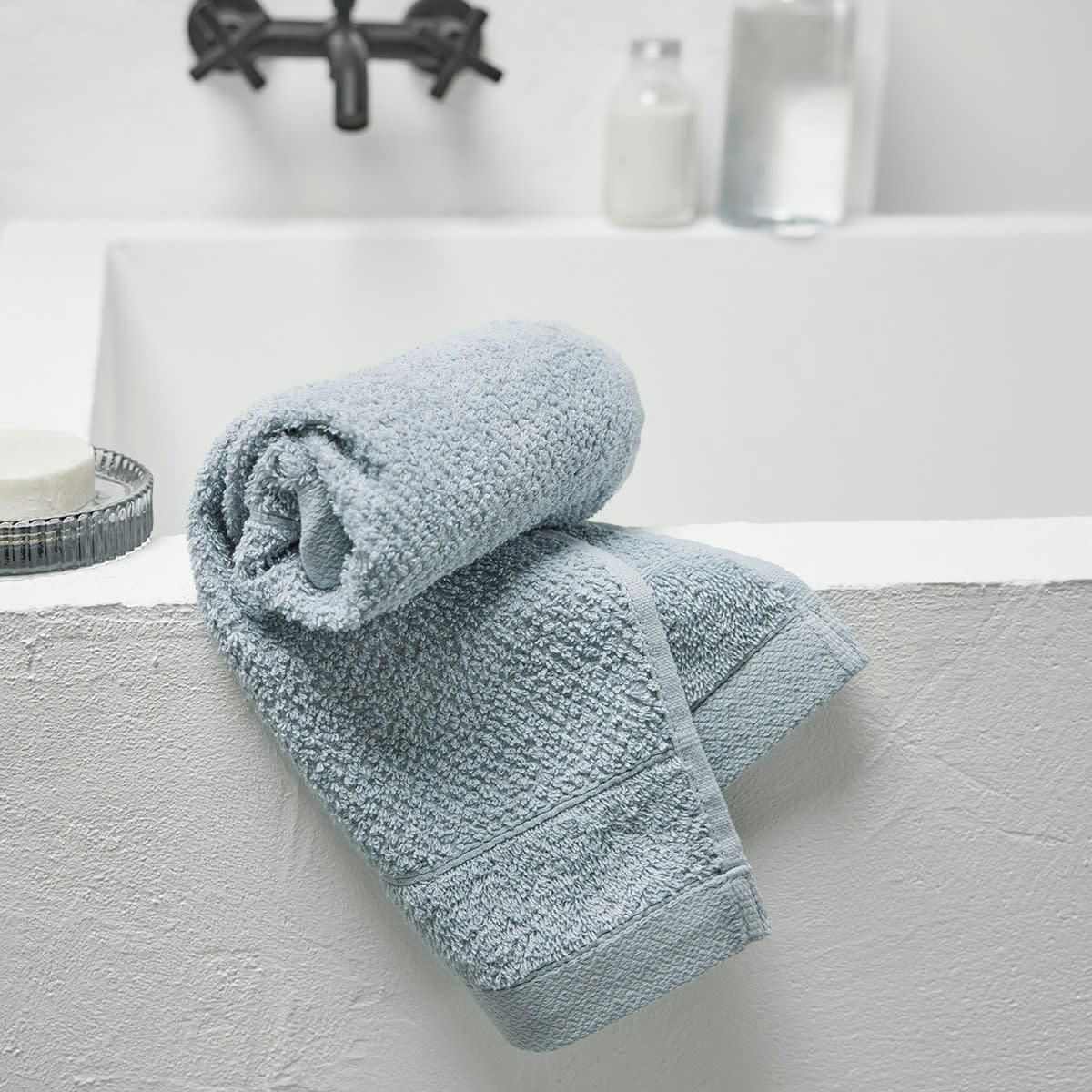 BIO ORGANIC - Serviette de bain uni en Coton Gris 50x90 cm