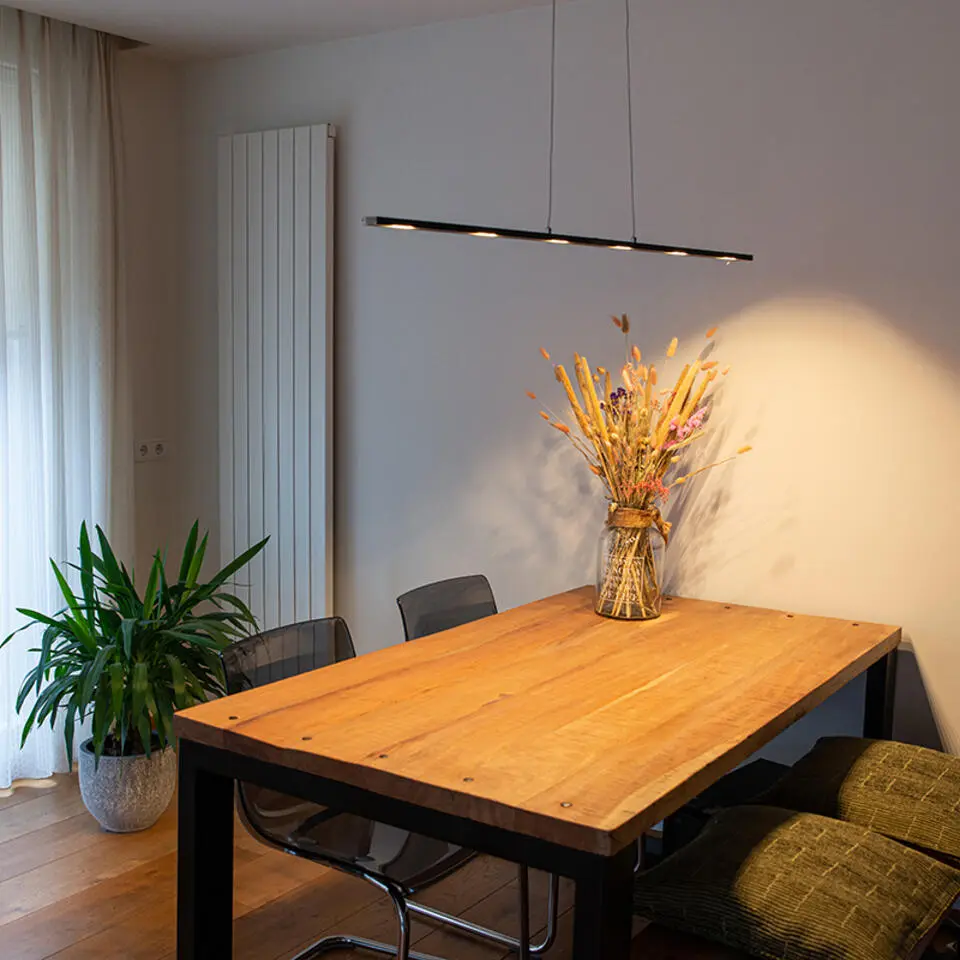 Qazqa hanglamp platina zwart ge?ntegreerde led