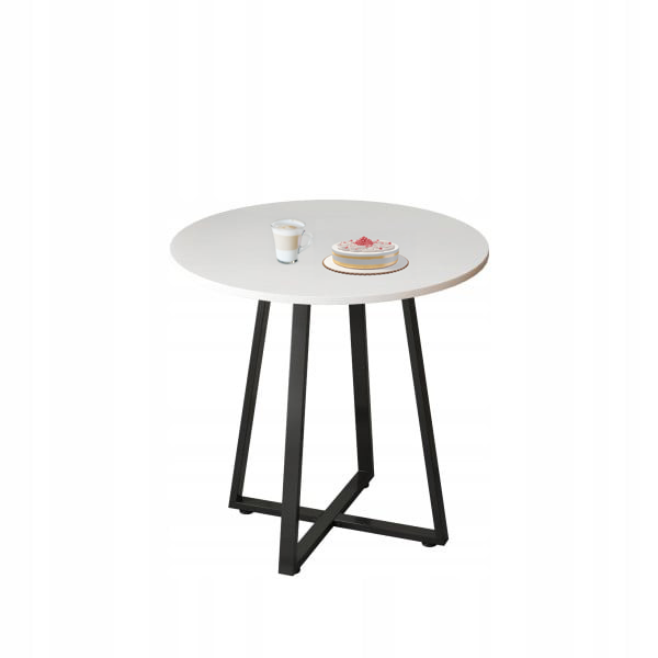 Stolik kawowy okrągły loft biały 80 cm