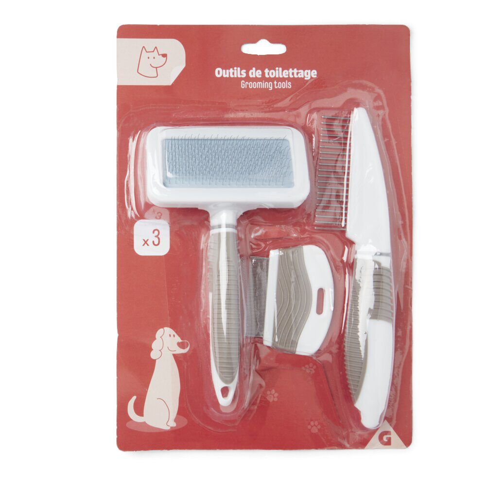 Brosse toilettage animaux et peignes x3
