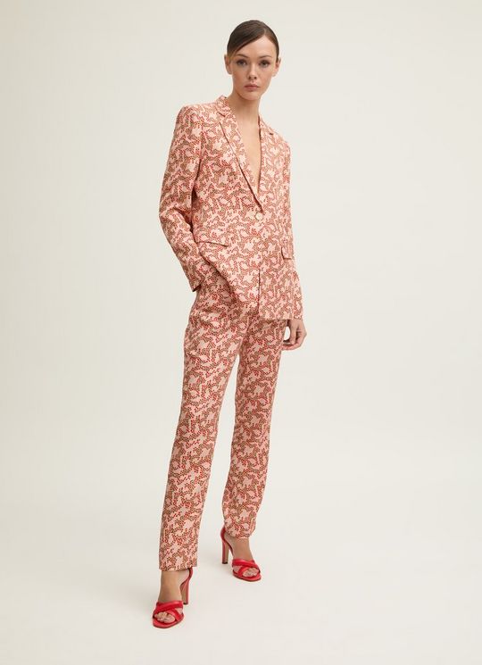 Rebecca Italian StrawBlossom Print Soft Tailored Jacket