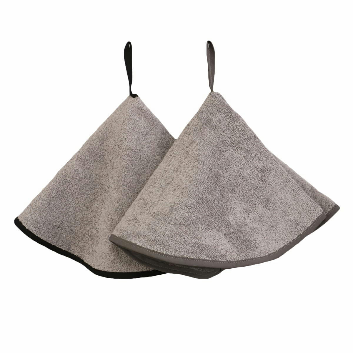 DECO - Lot de 2 essuies mains en coton gris