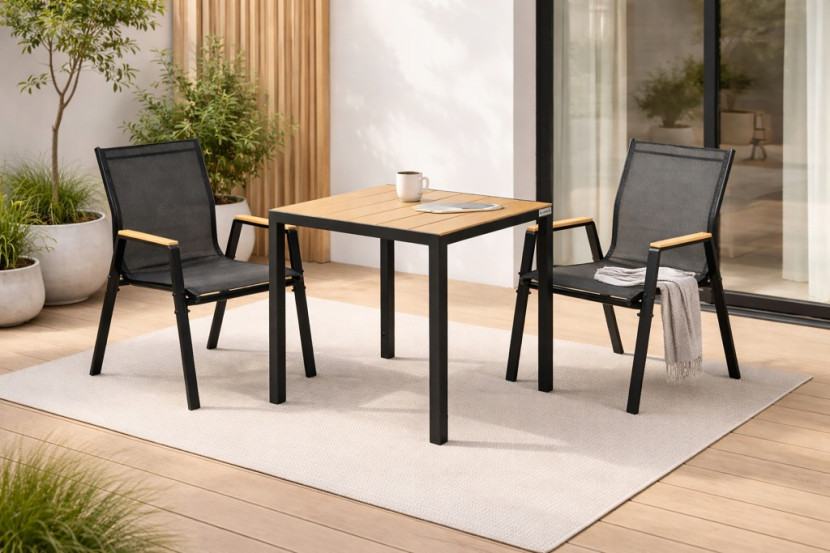Zestaw mebli ogrodowych balkon stół Allen-ST 70x70W   2x krzesło Polinka KD