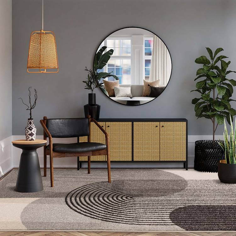 Asiatic Muse Retro Grey Cut Pile Rug - 80x150cm