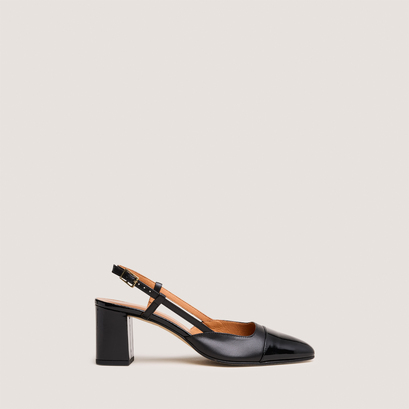 Slingbacks à talonsen vernis et cuir noir | DHAPOP