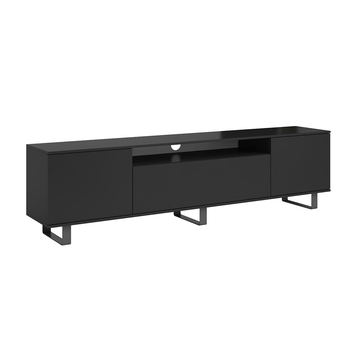 - Meuble TV 3 portes 180 cm stratifiés, métal noir