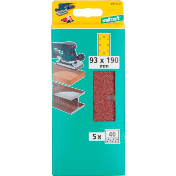 Schleifstreifen, 5 Haft-Schleifstr. Korund K40 93x190mm 93x190mm