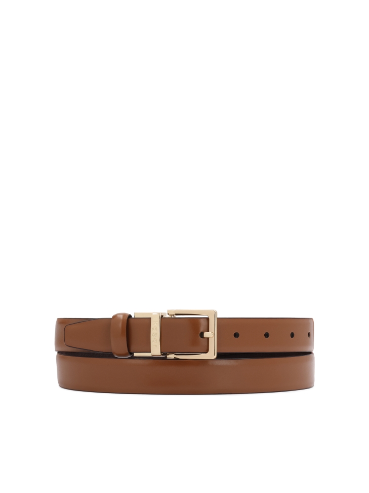 Leather double-sided belt in shades of brown