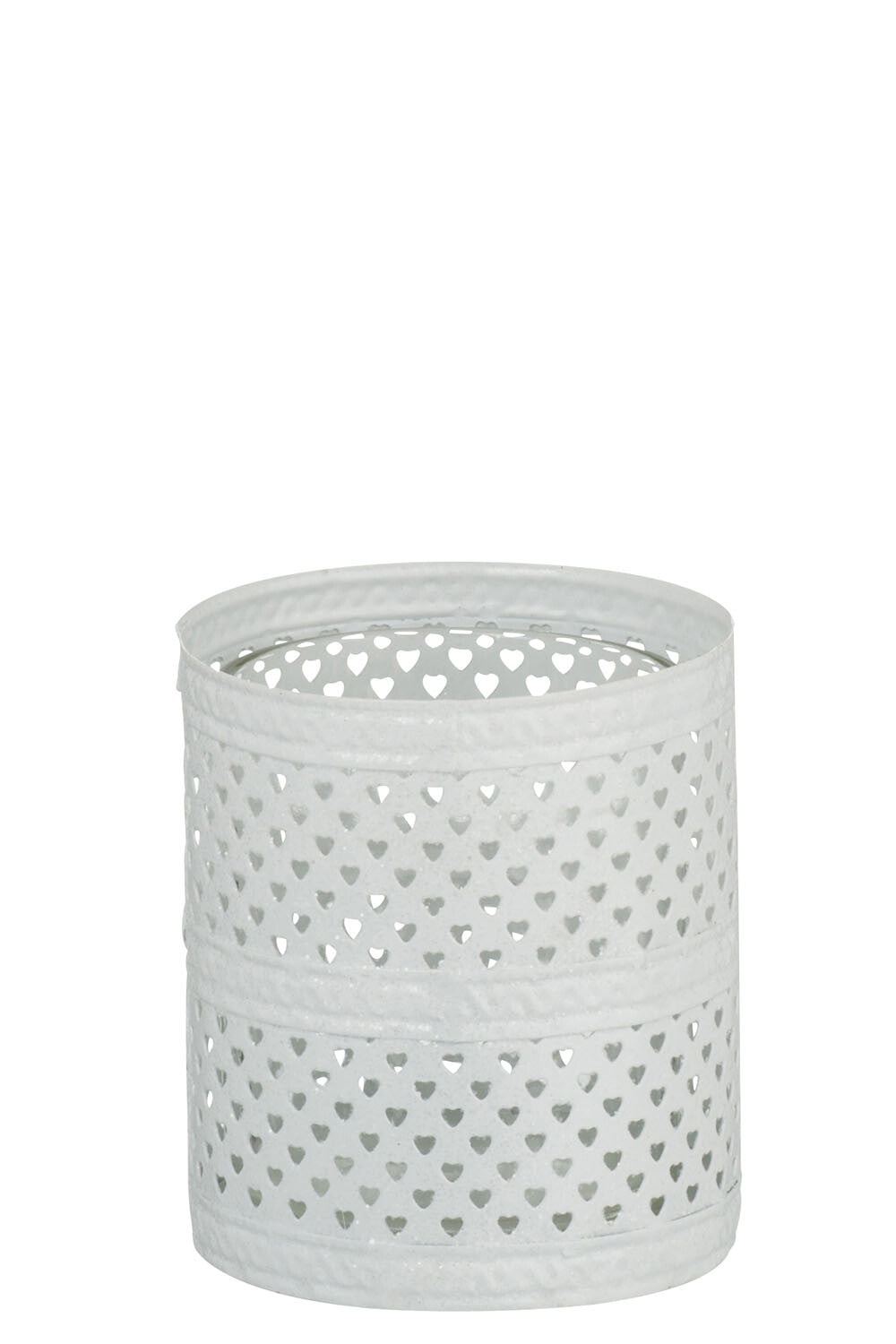 J-Line windlicht Glitter - metaal - wit - small - 2 stuks