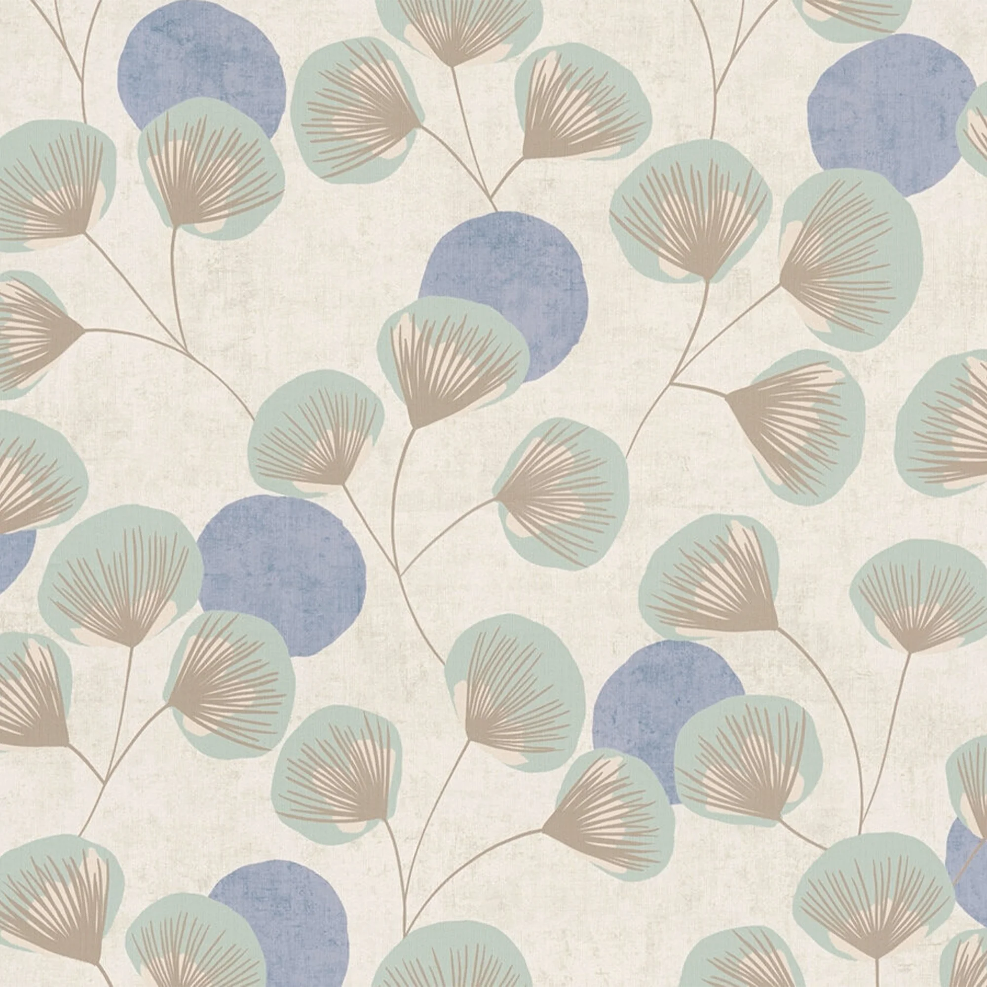 Papier peint intissé MEONI coloris vert aqua et bleu