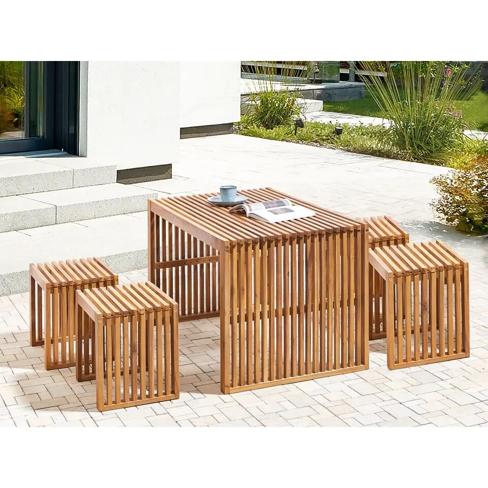 BELLANO - Tuinset met krukjes - Lichthout - Acaciahout