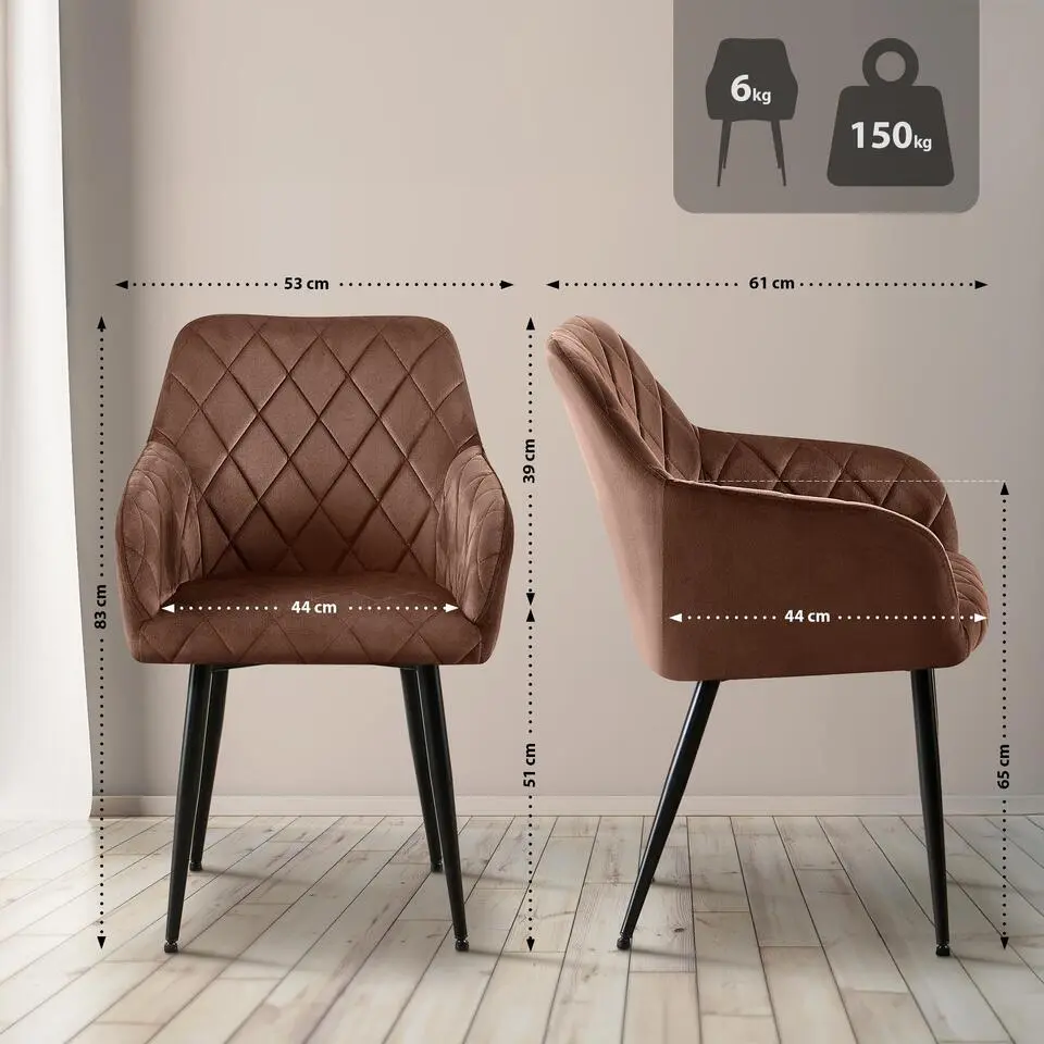 CLP Eetkamerstoel Monett Fluweel - bruin