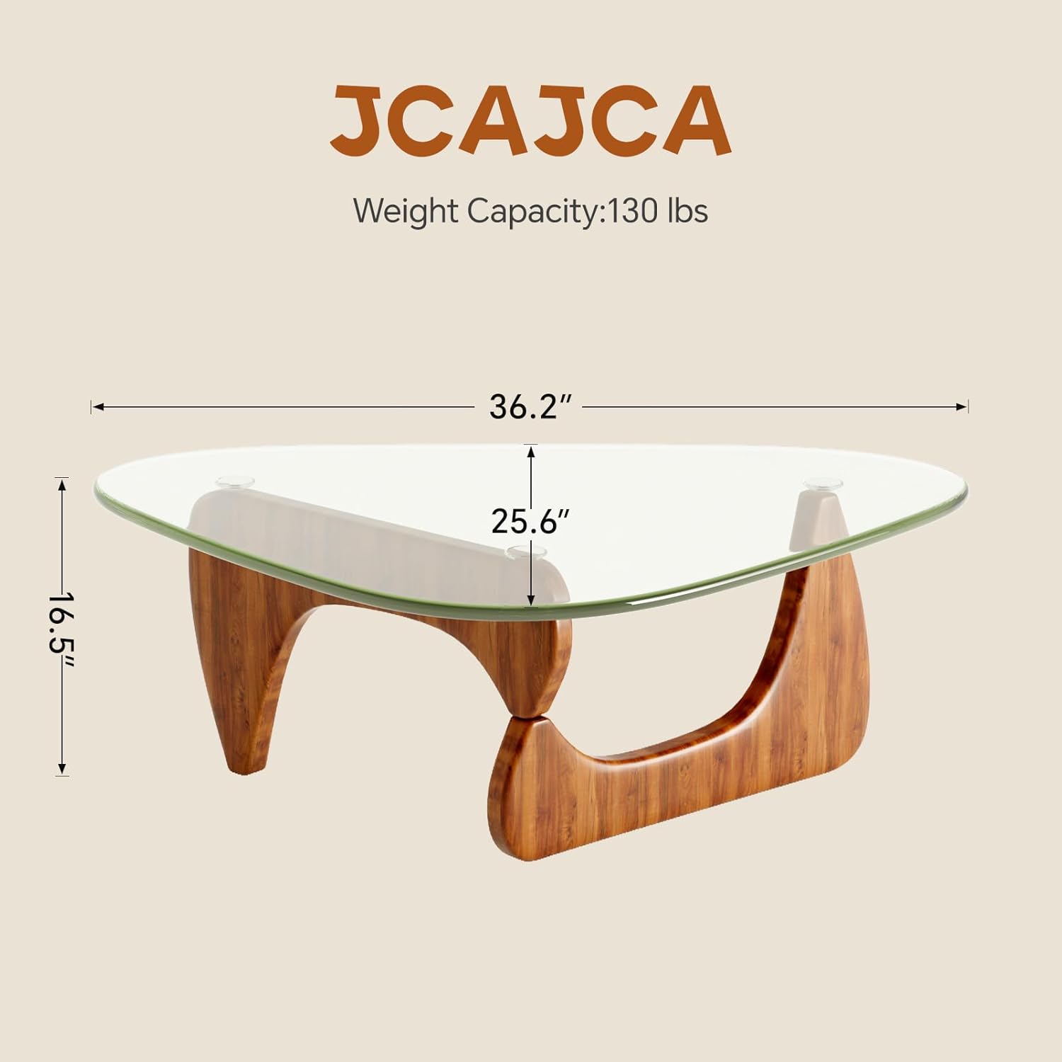 Coffee Table for Living Room Mid Century Modern Center Table with Glass Top and Wood, Transparent/Walnut