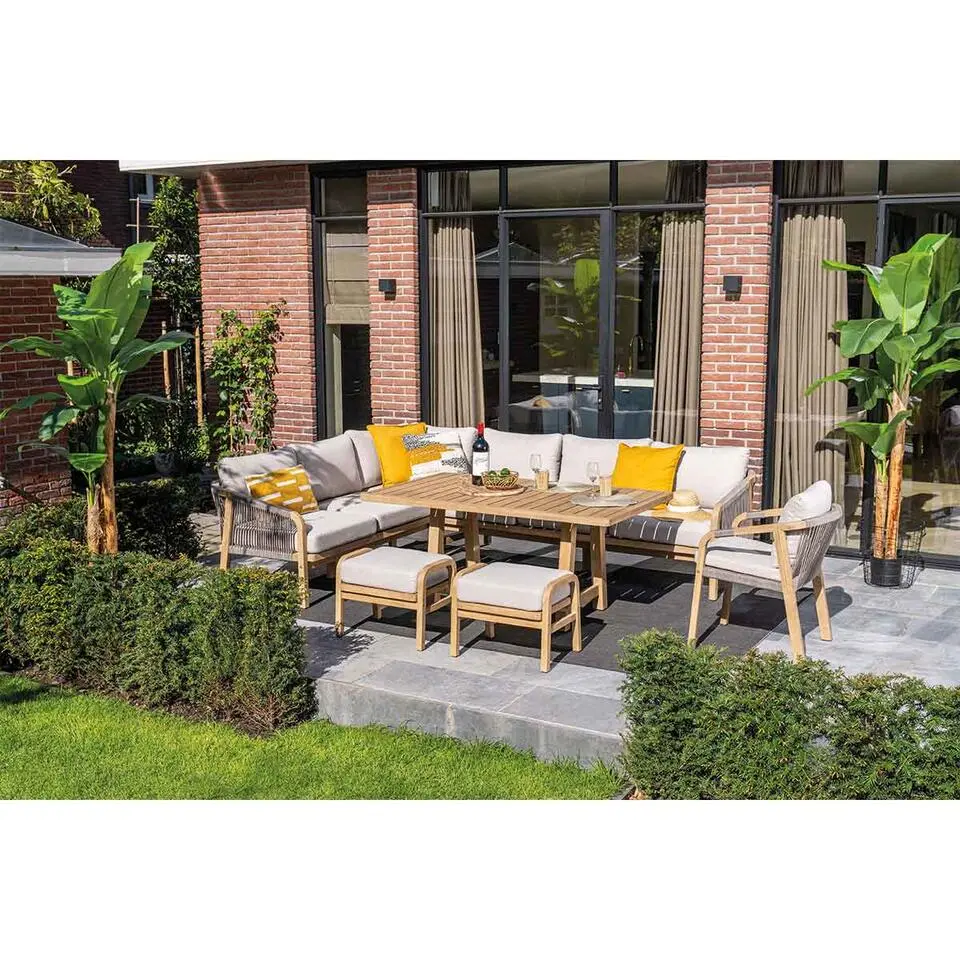 Garden Impressions Alora lounge dining set 5-delig links - grey sand