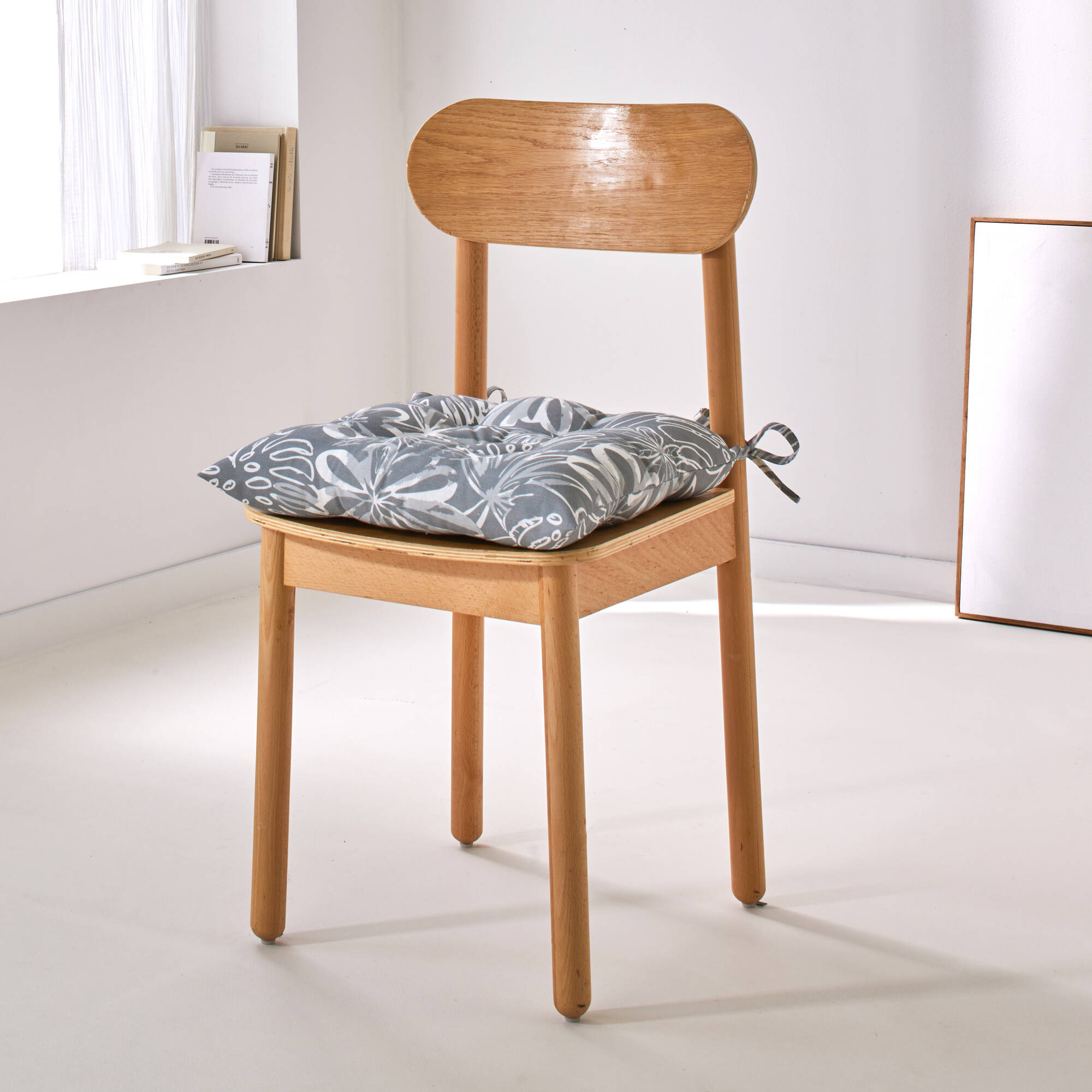 Galette de chaise carrée imprimé fleuri - lot de 2