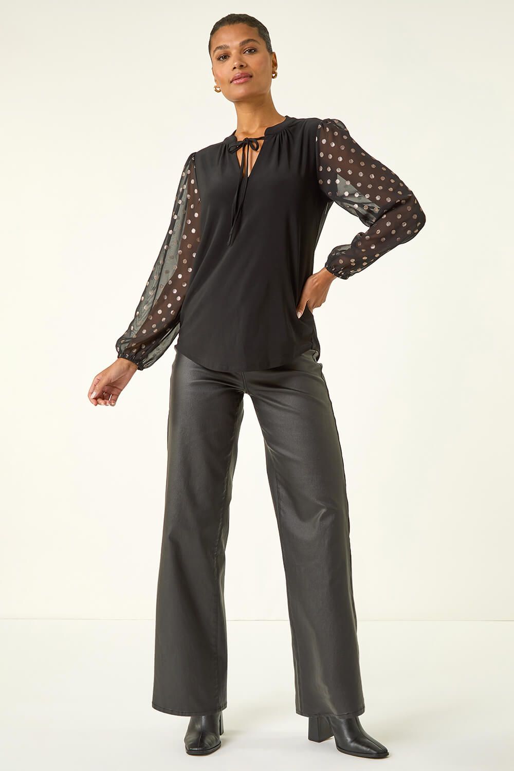 Roman Chiffon Foil Spot Top
