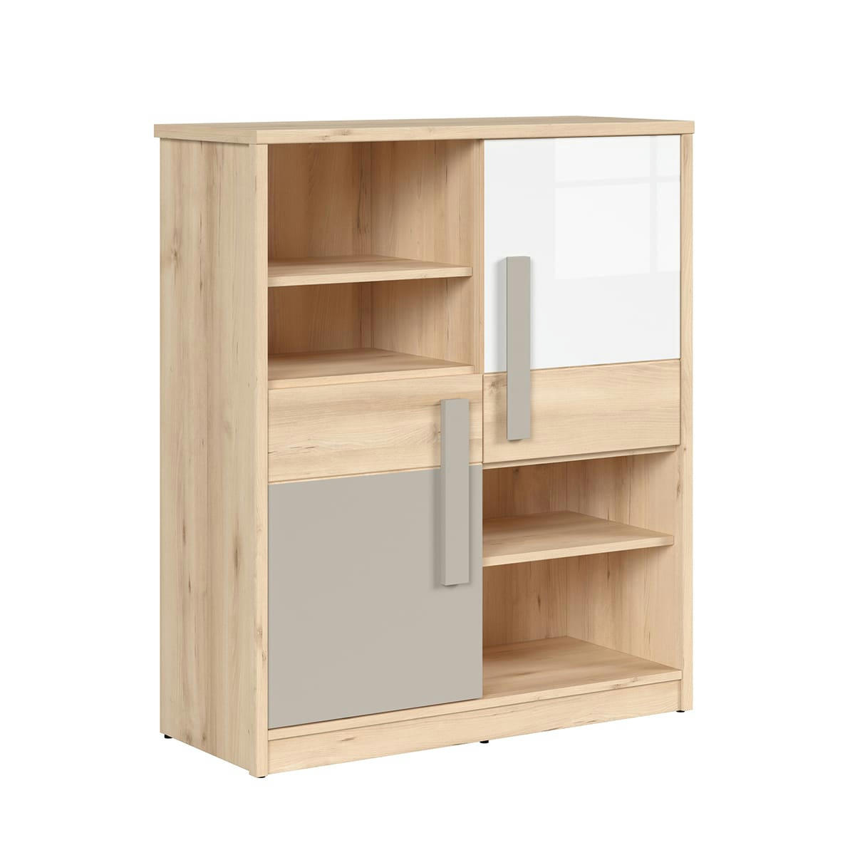 - Commode 2 portes naturel gris et blanc