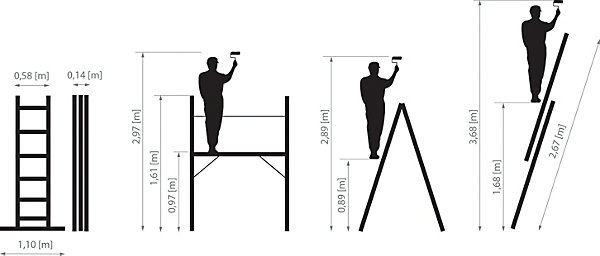 échafaudage en aluminium DRABEST PRO, échelle 3 en 1, 2x6 marches, 1 pièce.