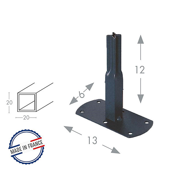 Louis Moulin Pack 4 pieds tube carré 20 à visser - 13x6x12 cm - anthracite