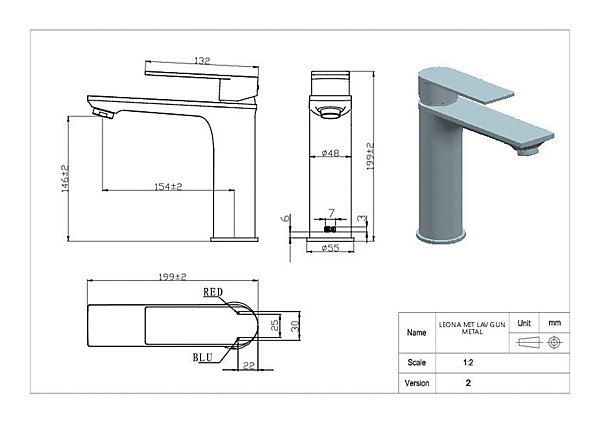 Mitigeur de lavabo gun metal Essebagno Leona