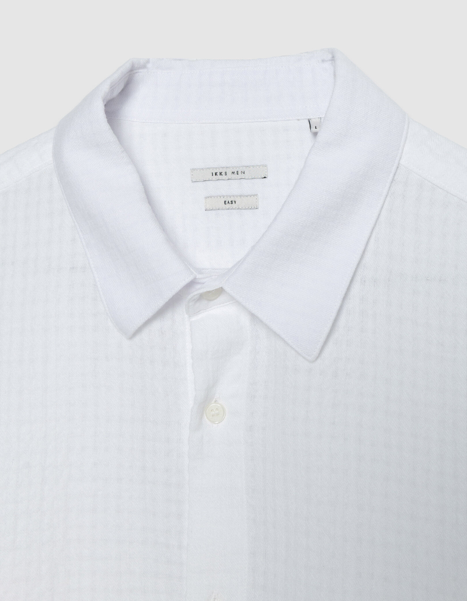 Chemise regular blanche armurée relief carreaux Homme