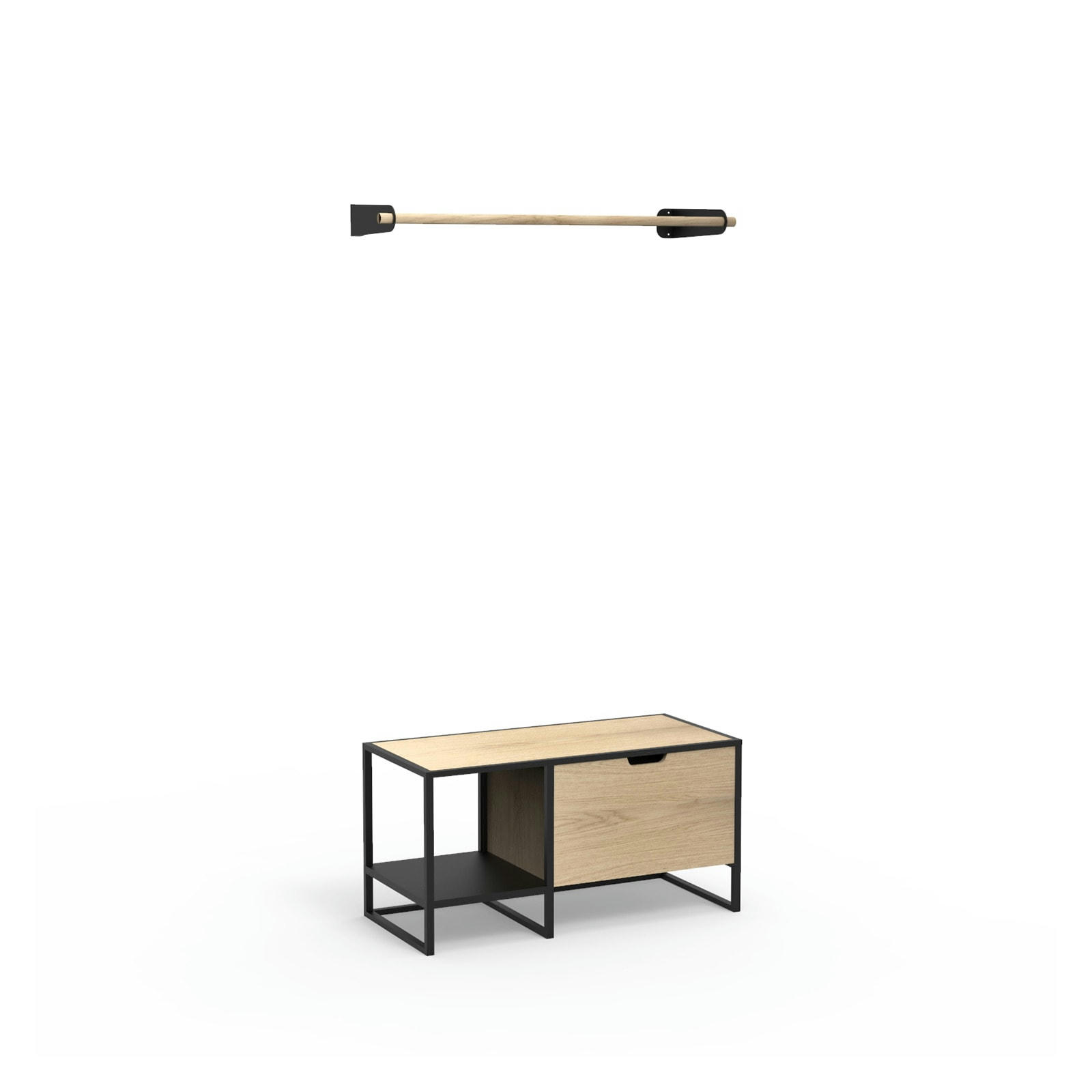 WILKO - Ensemble meubles d'entrée banc + barre de penderie