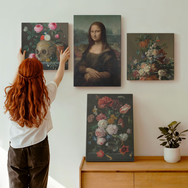 Obraz canvas 4 częściowy Kwiaty czaszka Mona |40x40, 40x60| Wallfluent