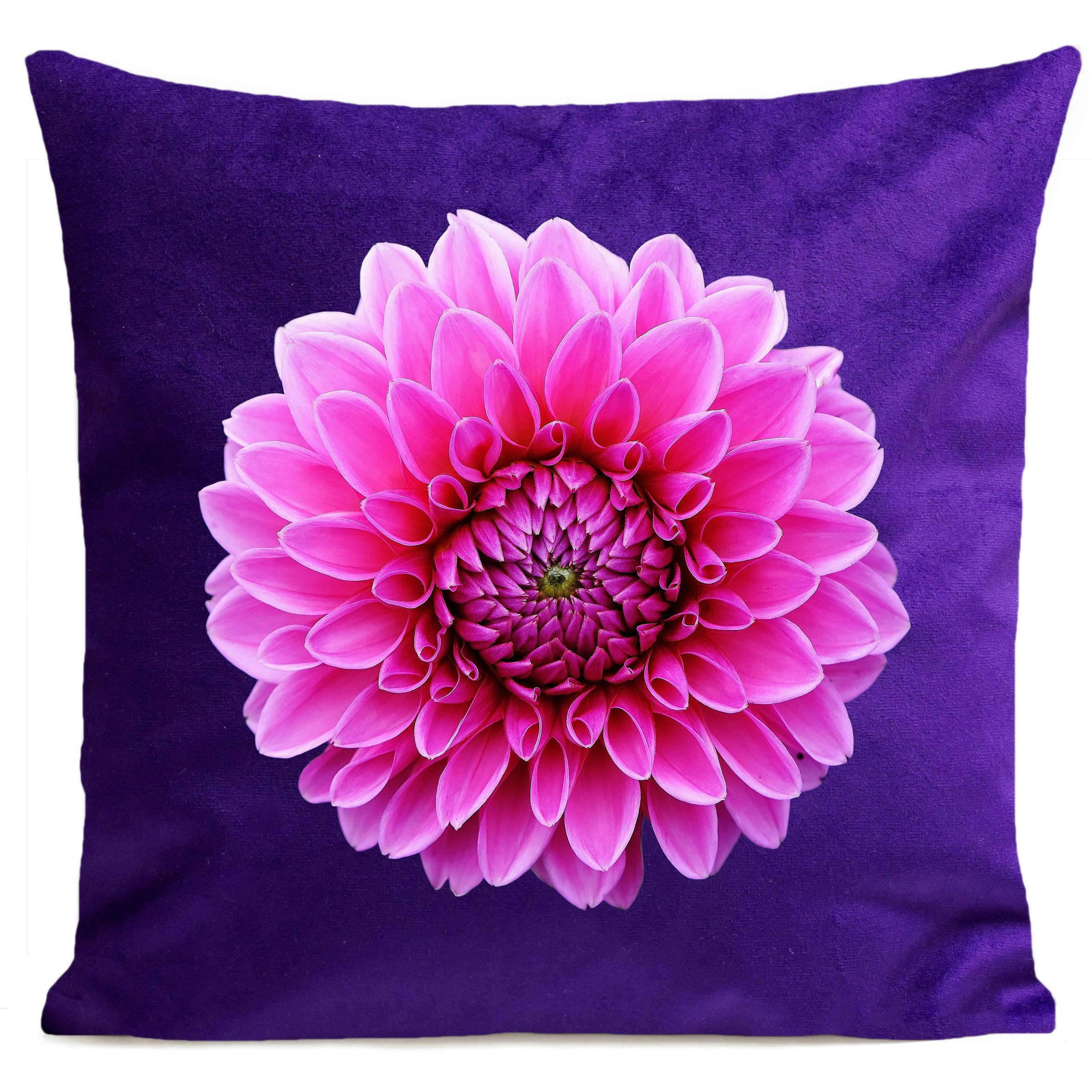 - Coussin fleur dahlia suédine violet 40x40cm