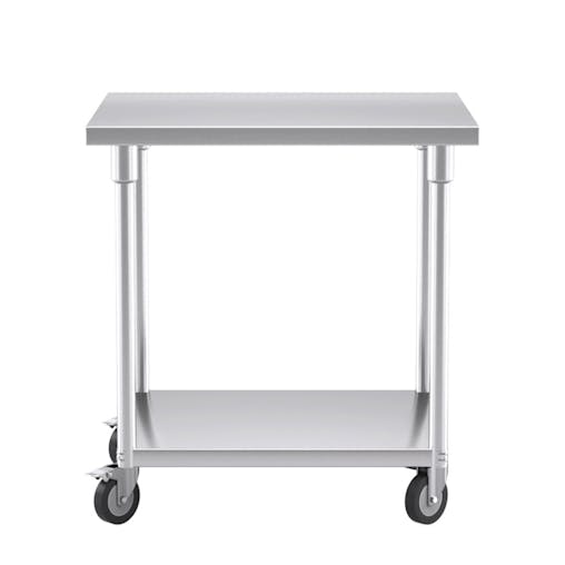 SOGA Commercial Stainless Steel Prep Bench with Wheels 80cm